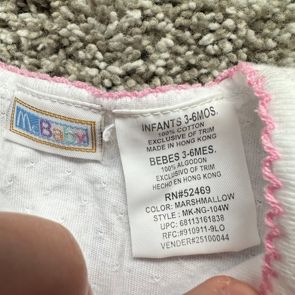 McBaby Floral Romper 3-6 Months Sleeveless White Pink Trim Baby Girl Outfit - Picture 3 of 7